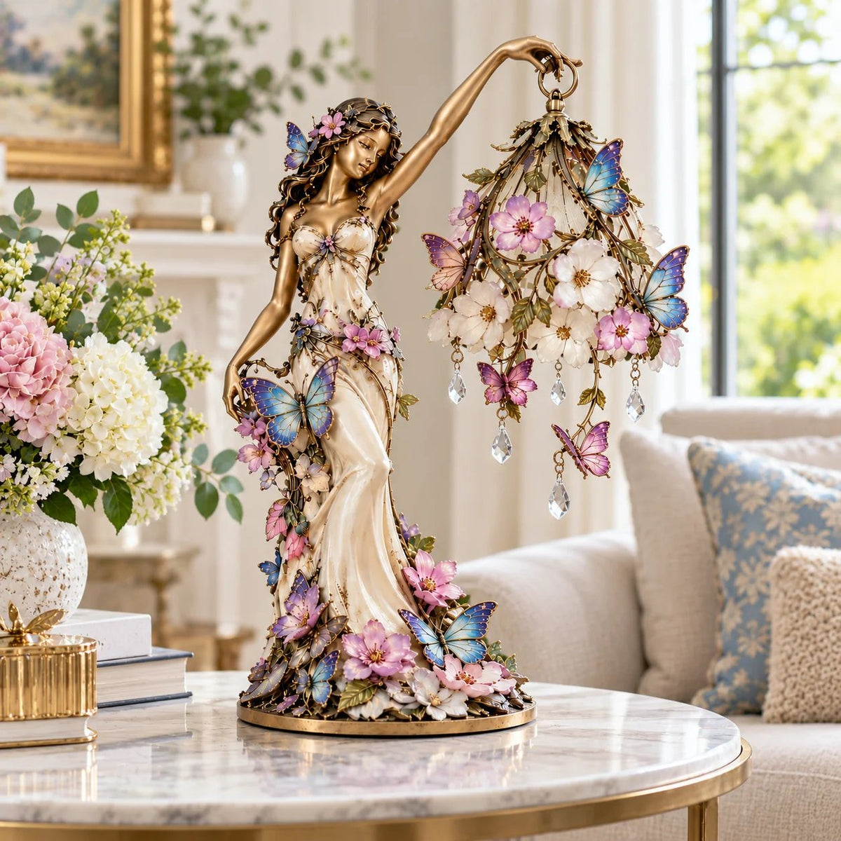 🦋 ✨Butterfly Lady Accent Lamp, Elegant Flower Goddess Light with Sparkling Crystal Drops for Home Decor🦋
