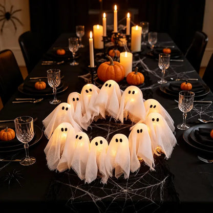 👻 LAST DAY 50% OFF – Glowing Ghost Wreath – Halloween Door Decor