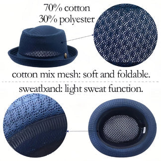 Unisex Breathable MeshPork Pie Hat