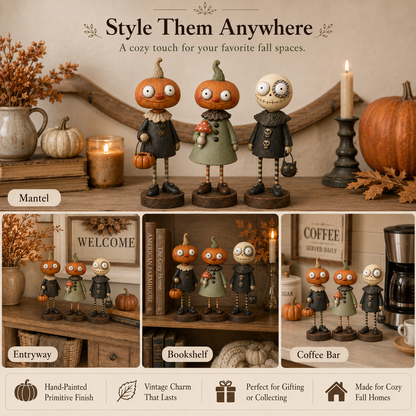Primitive Pumpkin Friends – Vintage Halloween Figurines Collection