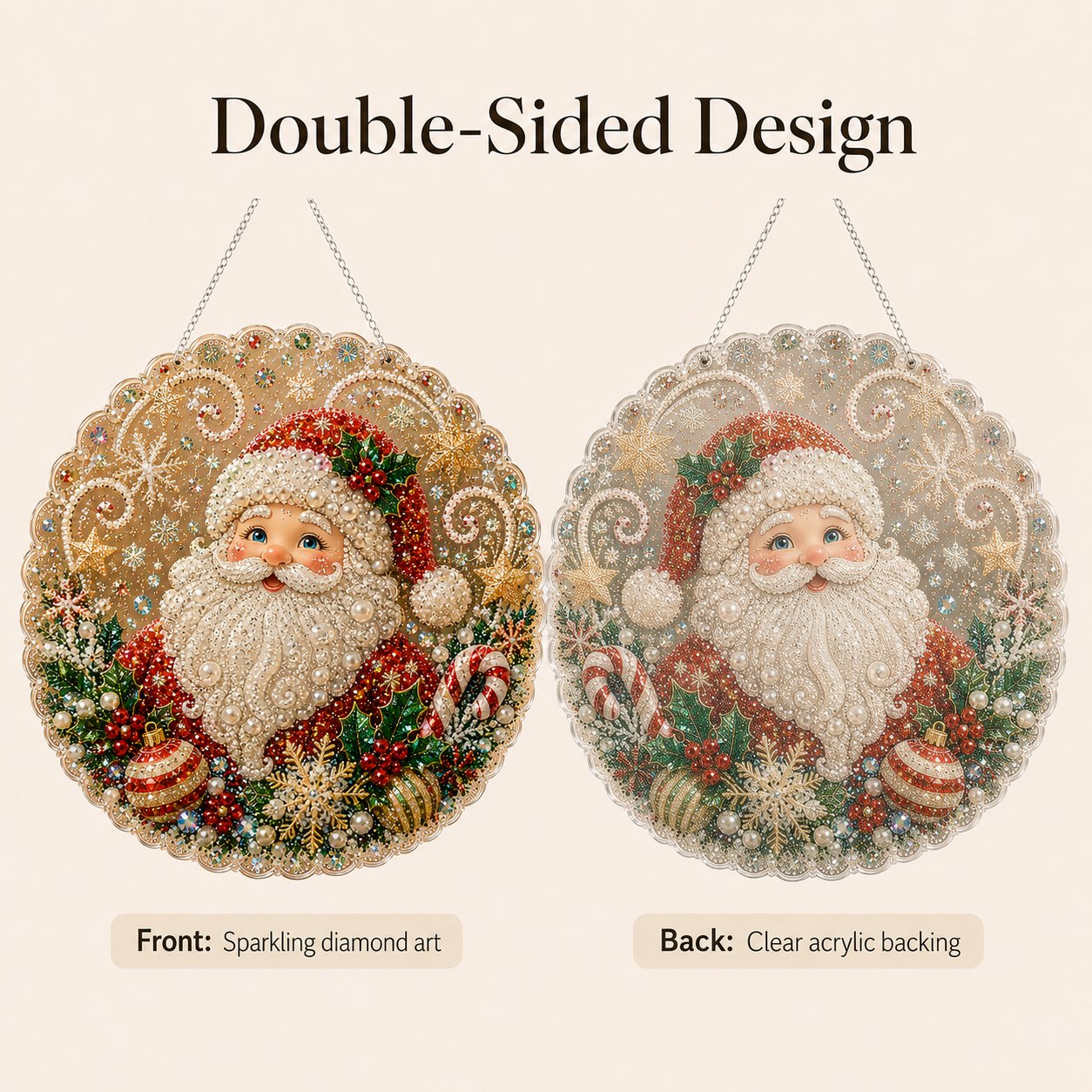 🎄 LAST DAY 69% OFF – ✨ Christmas Pearl Diamond Art Hanging Ornament Kit | Luxury Flocked Canvas with Scratch-Resistant Non-Fading Pearl Beads DIY Handmade Holiday Hanging Decor 🎅💎