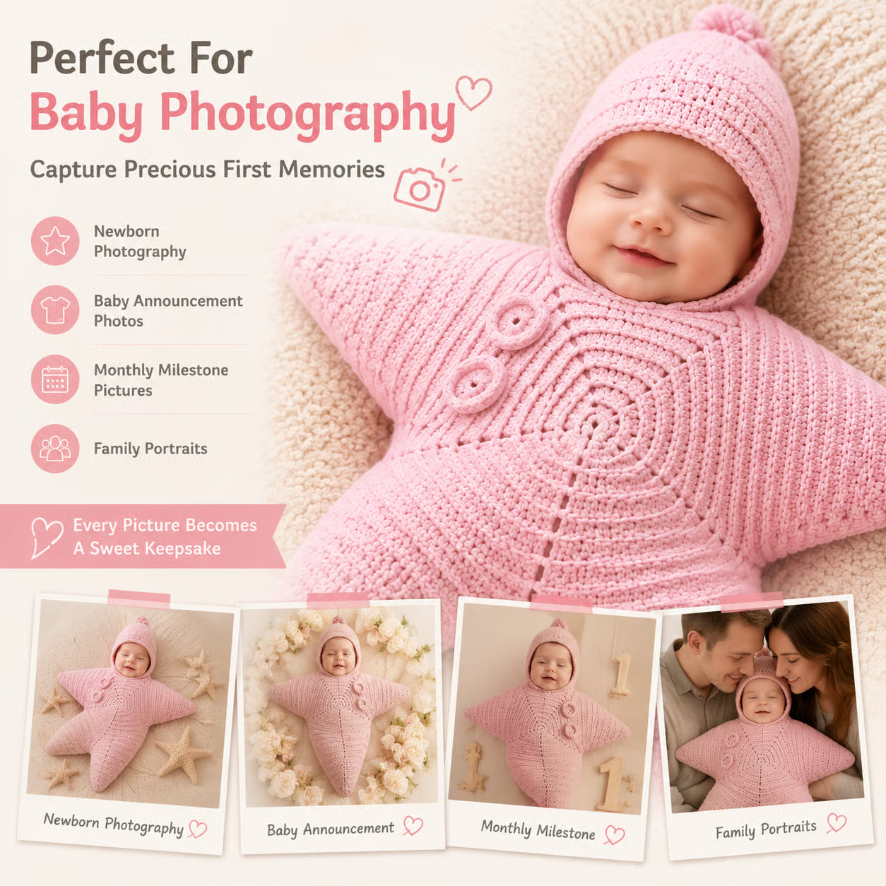 ⏰Last day Promotion 🔥-🐚 Starfish Baby Sleeping Bag — A Cozy Little Ocean Star ⭐
