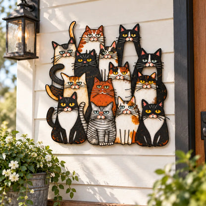 🐱 50% OFF – Funny Cat Family Metal Wall Decor – Rustic Cat Lover Home Art 🏡✨