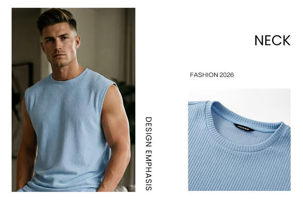 🔥 50% OFF Father’s Day Special ⏰🎁 Men’s Rib Knit 2-Piece Set – Sleeveless Tank & Baggy Wide-Leg Pants