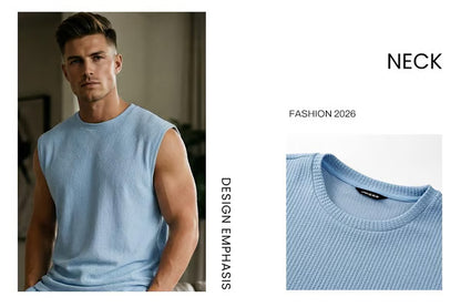 🔥 50% OFF Father’s Day Special ⏰🎁 Men’s Rib Knit 2-Piece Set – Sleeveless Tank & Baggy Wide-Leg Pants