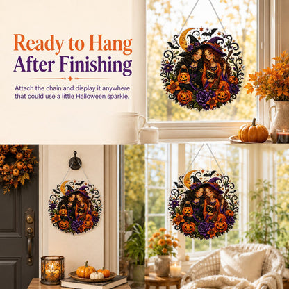 🎃Halloween Witch Friendship Diamond Art Suncatcher Sparkling Window Decor Gift✨