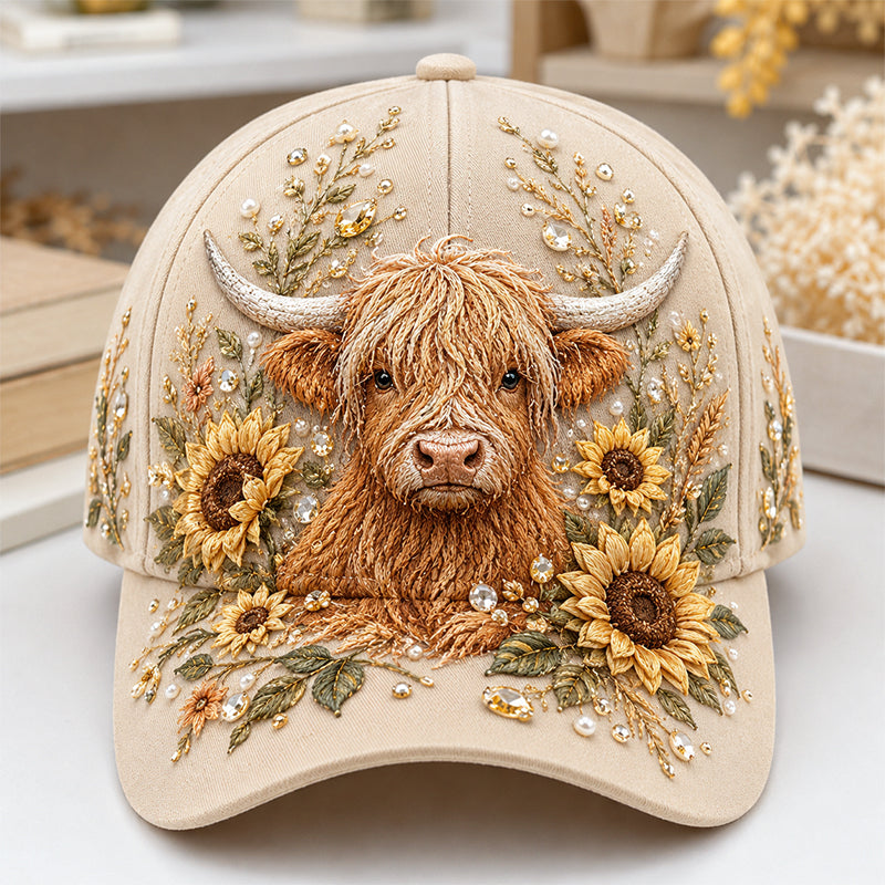 🔥 Last Day 49% OFF –Highland Cow Embroidery Cap