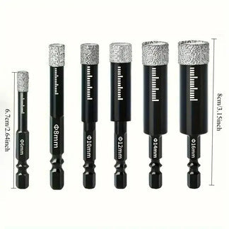 ⏰Last day Promotion 🔥-🔧 6PCS Diamond Drill Bit Set for Clean & Precise Tile, Glass & Granite Drilling 💎