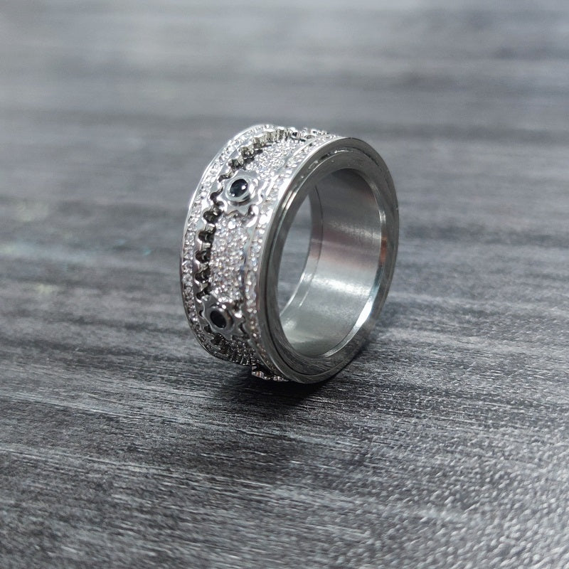 🔥LAST DAY 50% OFF – ⚡925 Sterling Silver Personalized Stress Reducing Rotatable Gear Ring