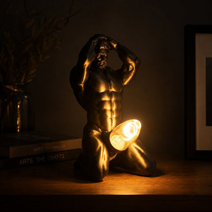 Bold Male Figure Table Lamp, Artistic Statue Light