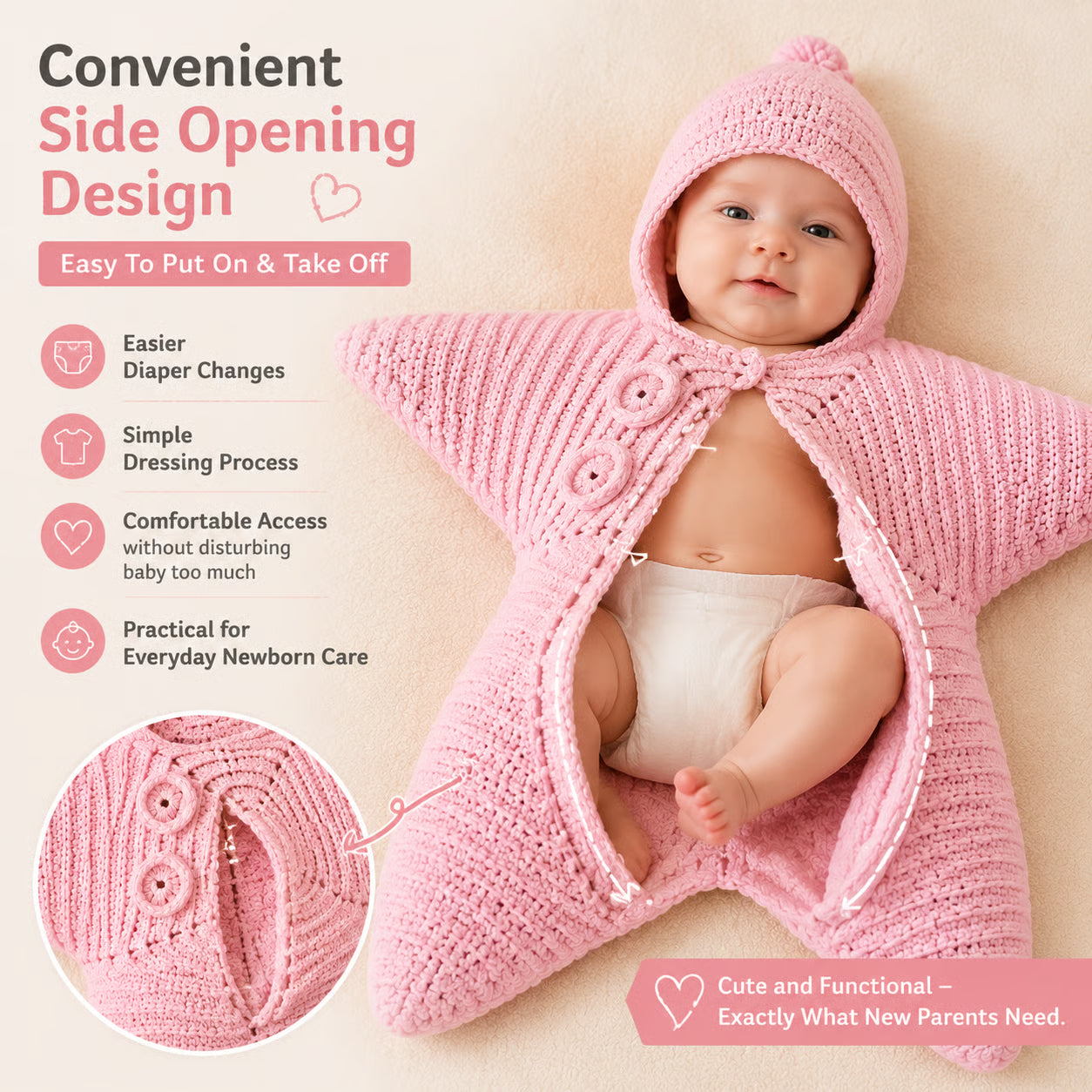 ⏰Last day Promotion 🔥-🐚 Starfish Baby Sleeping Bag — A Cozy Little Ocean Star ⭐