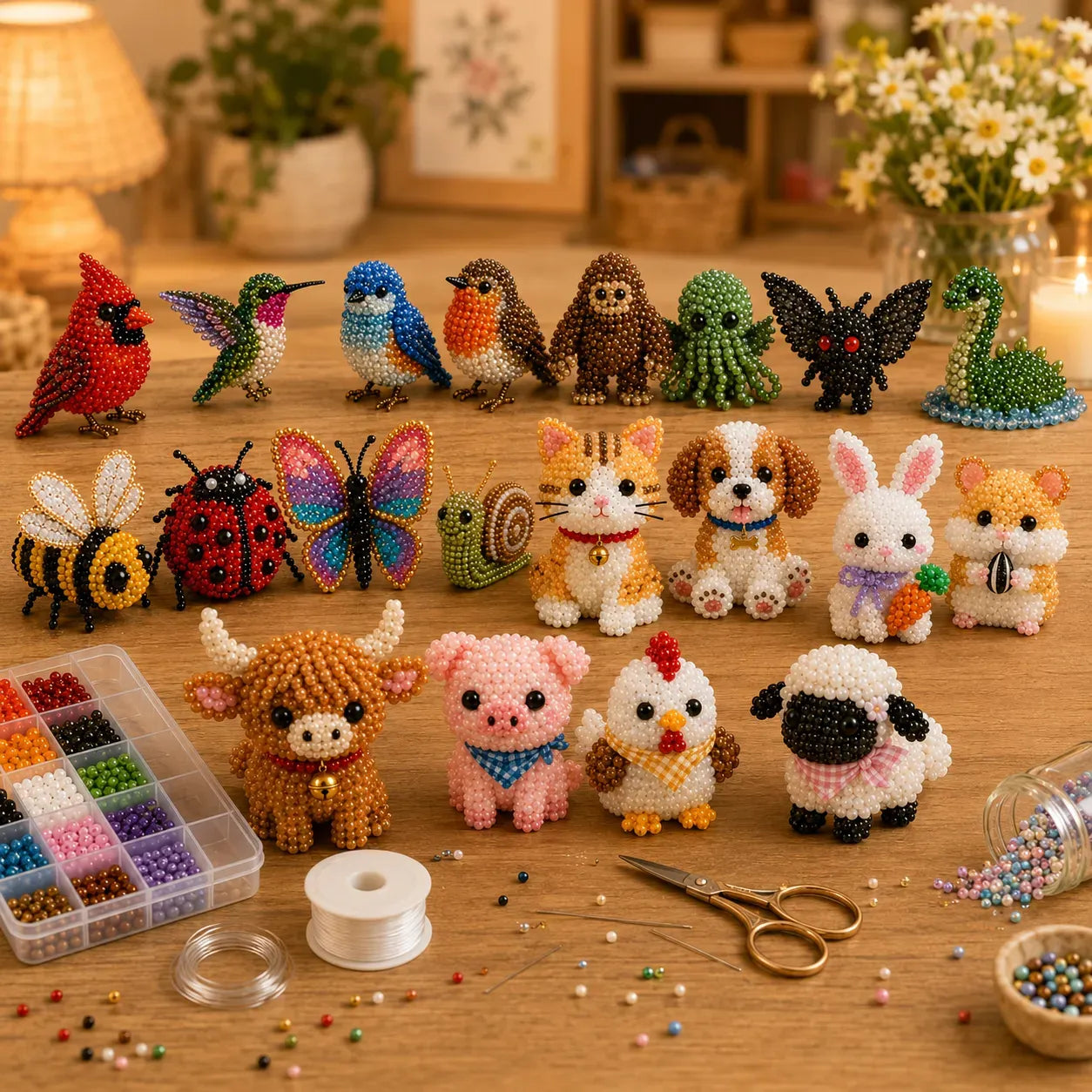 ⏰Last day Promotion 🔥-🧵✨ Tiny 3D Beaded Animal DIY Kit(Unfinished Product)