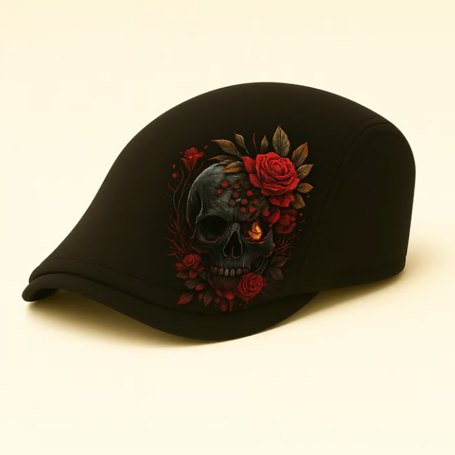 🔥Last Day 50% OFF💀Handcrafted Skull & Thorn Flat Cap