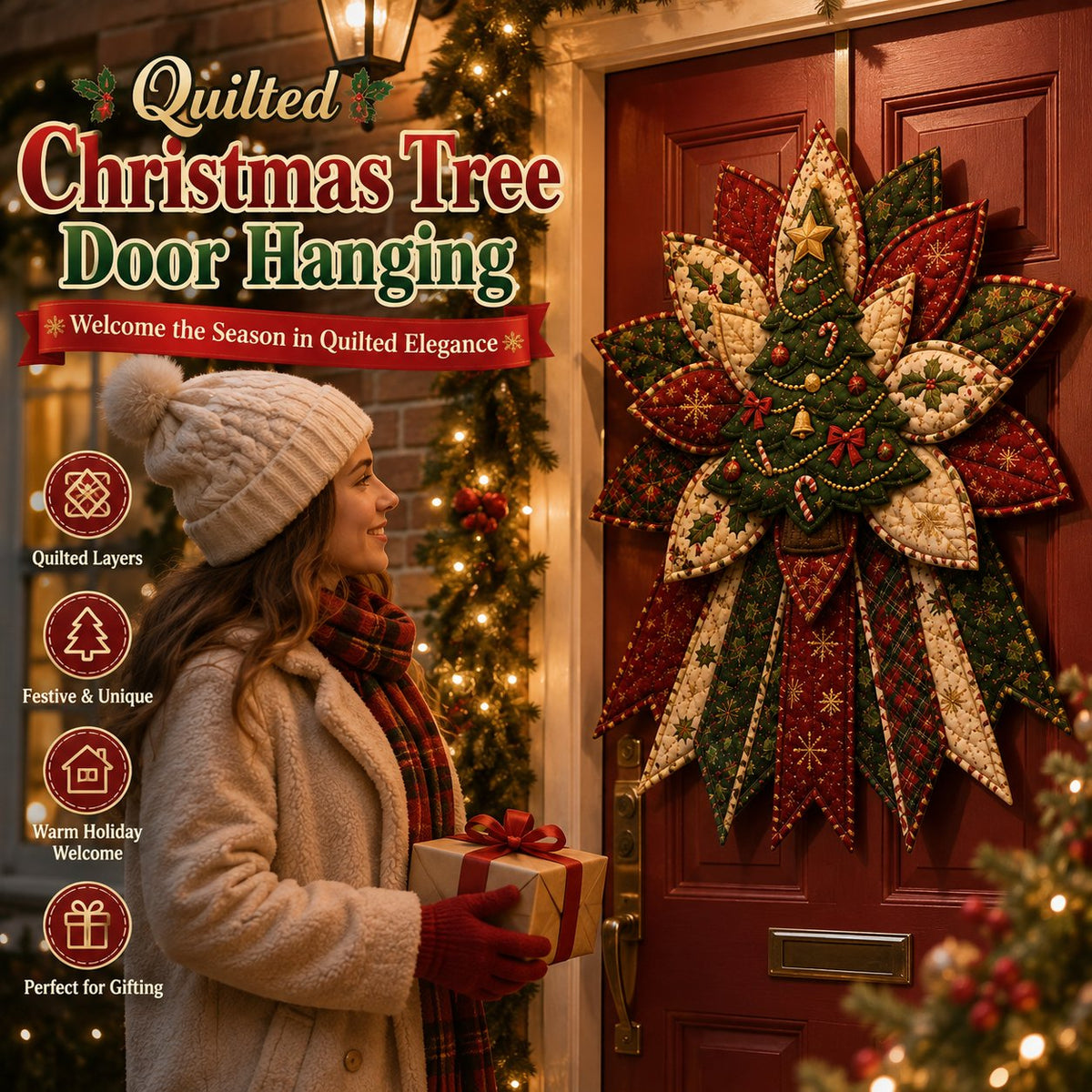 🎉 Last Day 50% OFF 🎄 – Festive Quilted Christmas Door Hanging DIY Sewing Kit