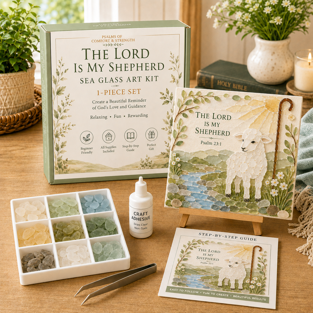 ⏰Last day Promotion 🔥-✝️ Psalms of Comfort & Strength Sea Glass Art Kit
