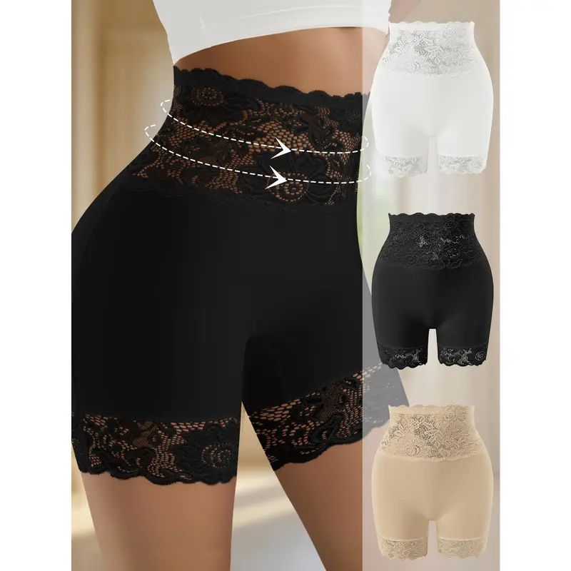 【Today's Special Offer】Women's High-Waisted Lace Shapewear Shorts – Seamless Tummy Control