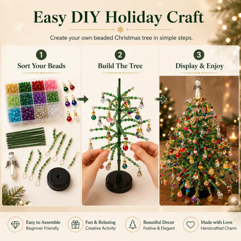 ⏰Last day Promotion 🔥-🎄✨ DIY Beaded Christmas Tree Kit Create Festive Handmade Decor 🎁💚