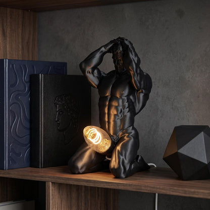 Bold Male Figure Table Lamp, Artistic Statue Light