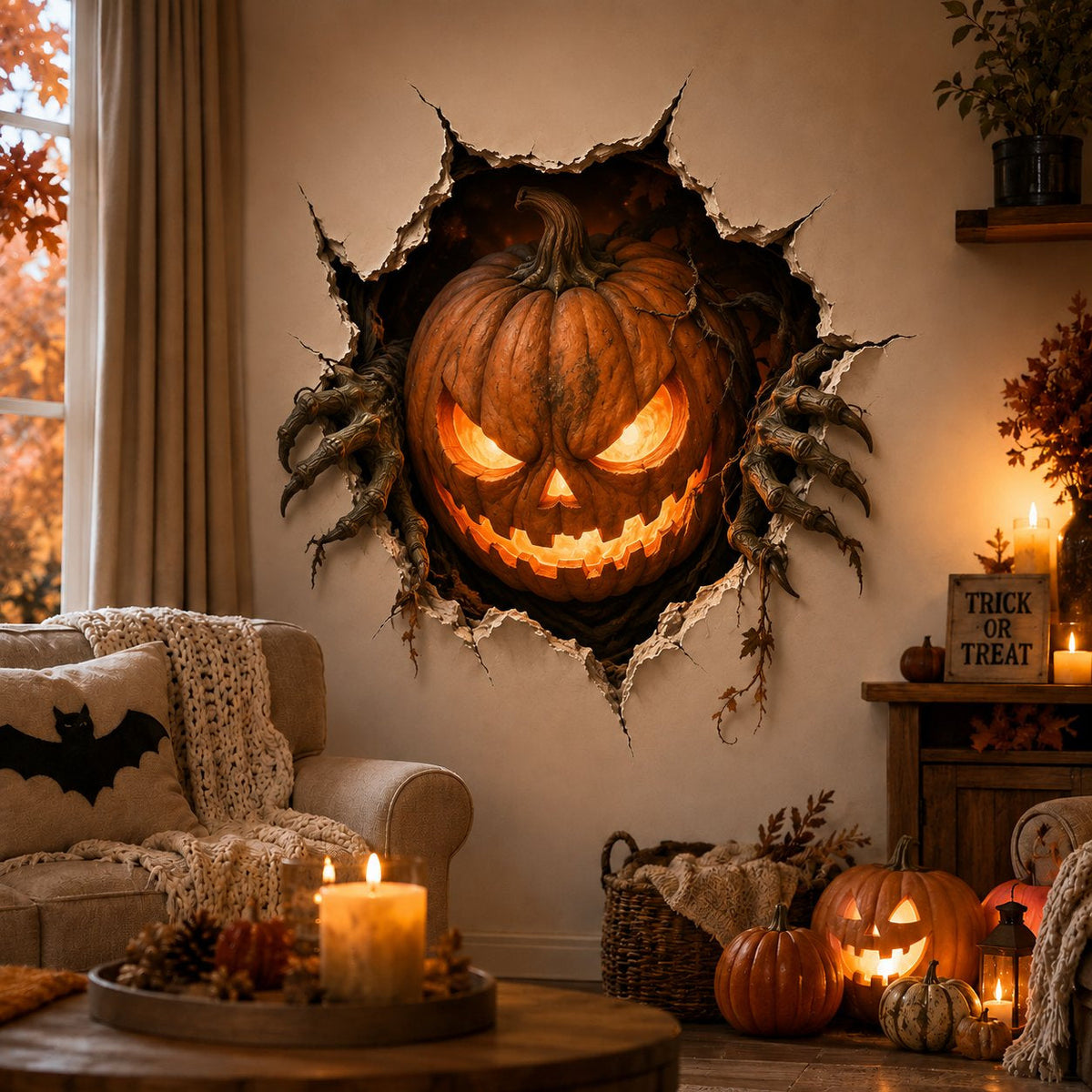 🧙‍♀️ Holiday Celebration 50% OFF 🎃-👻Halloween Break-In 3D Wall Decals for Spooky, Realistic & Fun  🎃