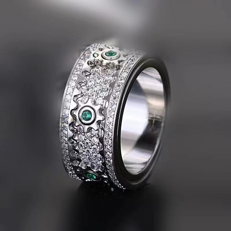 🔥LAST DAY 50% OFF – ⚡925 Sterling Silver Personalized Stress Reducing Rotatable Gear Ring