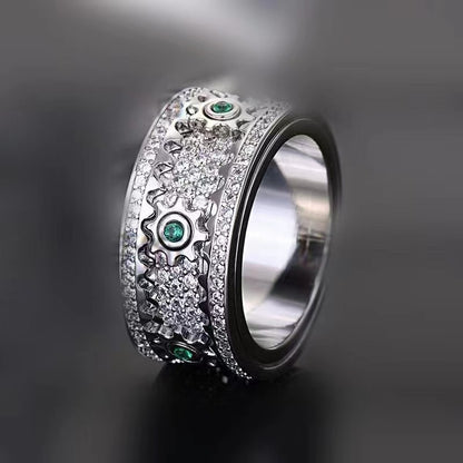 🔥LAST DAY 50% OFF – ⚡925 Sterling Silver Personalized Stress Reducing Rotatable Gear Ring