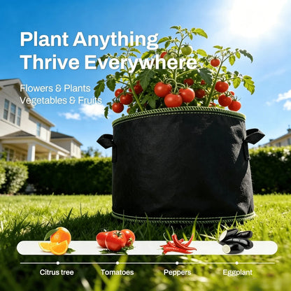 5-Pack Grow Bags – Heavy Duty Aeration Fabric Pots with Handles for Vegetables, Flowers & Fruits