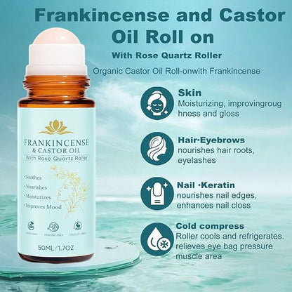 Organic Castor Oil & Frankincense Roll-On – Mess-Free Targeted Nourishment for Face & Body