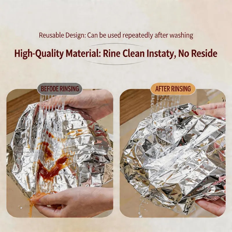 Elastic Aluminum Foil Food Covers - Reusable Bowl & Plate Covers