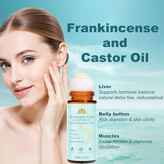 Organic Castor Oil & Frankincense Roll-On – Mess-Free Targeted Nourishment for Face & Body