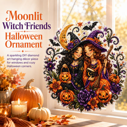 🎃Halloween Witch Friendship Diamond Art Suncatcher Sparkling Window Decor Gift✨