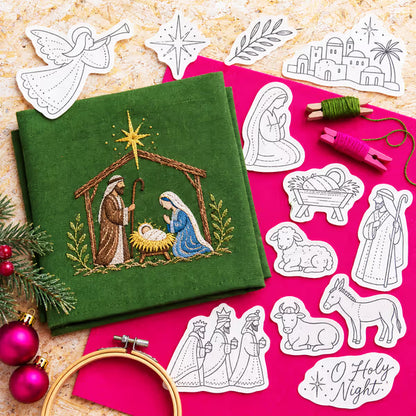🎄 50% OFF – Christmas Stick & Stitch Embroidery Pattern Pack – 70 Wash-Away Designs on 5 Sheets 🧵✨