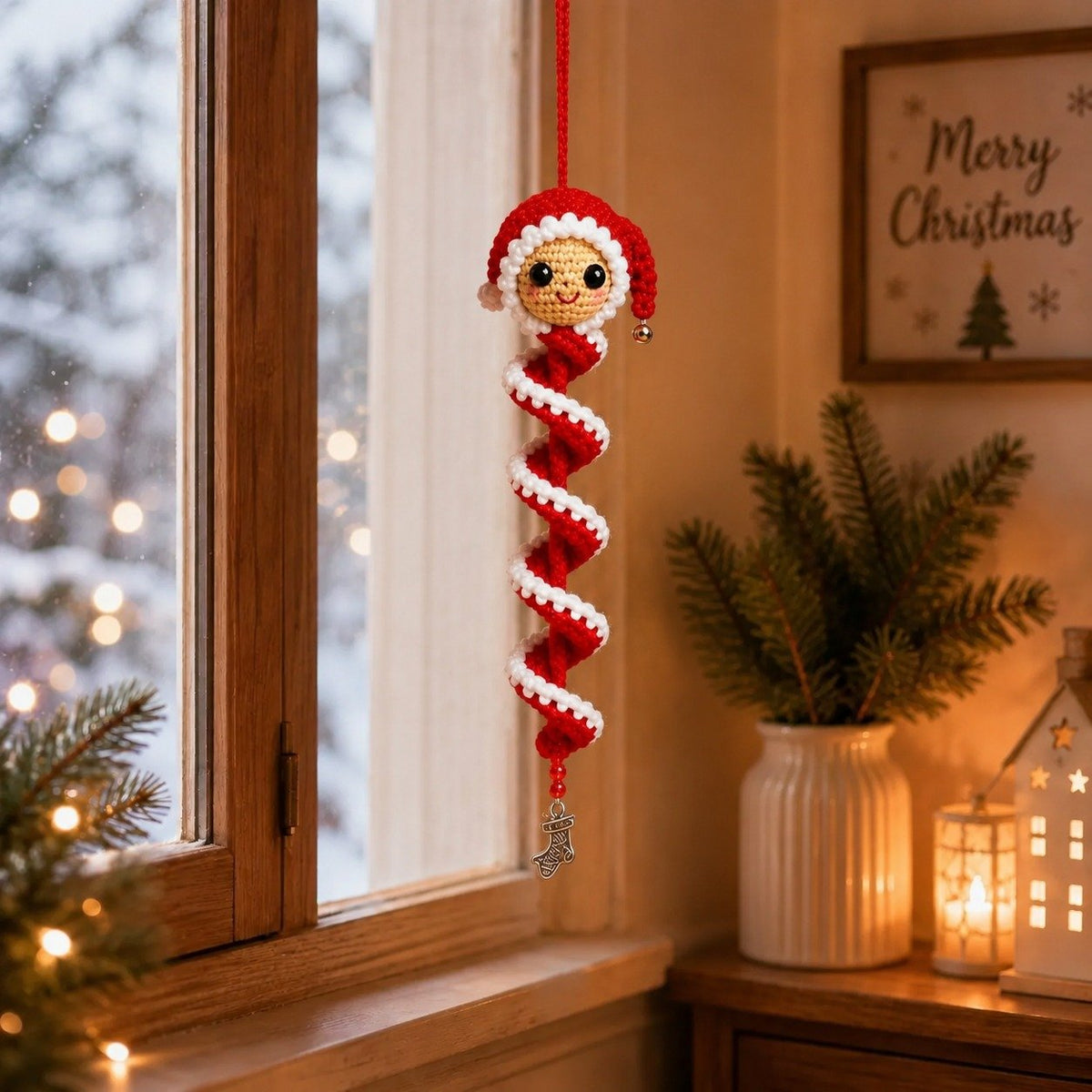 ⏰Last day Promotion 🔥-🎅🌲Crochet Snowman Spiral Oranment DIY Kit