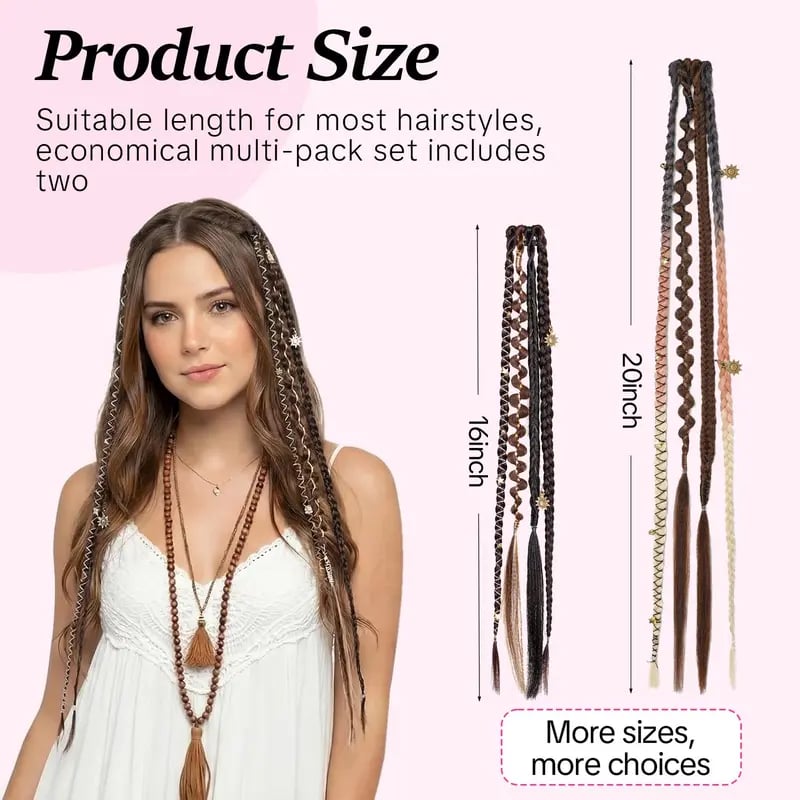 🌿🎨 Boho Beaded Clip-In Braids – Effortless Festival & Everyday Hair Transformation