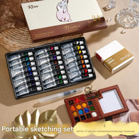 15-well paint box + 24-color watercolors + small sketchbook (5-piece set)
