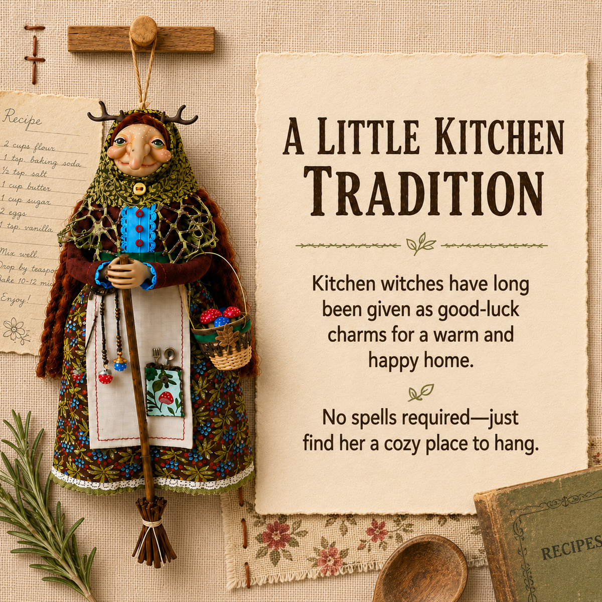 🧙‍♀️ Handmade Kitchen Witch Doll