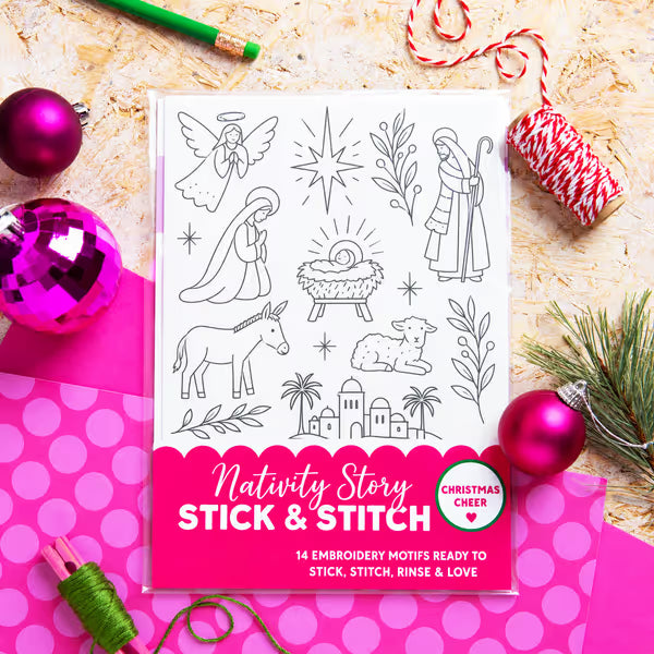 🎄 50% OFF – Christmas Stick & Stitch Embroidery Pattern Pack – 70 Wash-Away Designs on 5 Sheets 🧵✨