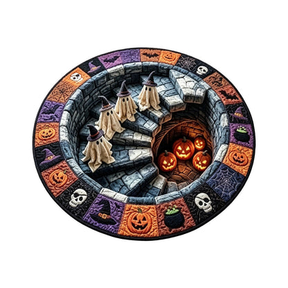 🔥LAST DAY 50% OFF🔥Spooky Halloween Optical Illusion 👻🔥 3D Haunted Staircase Round Rug