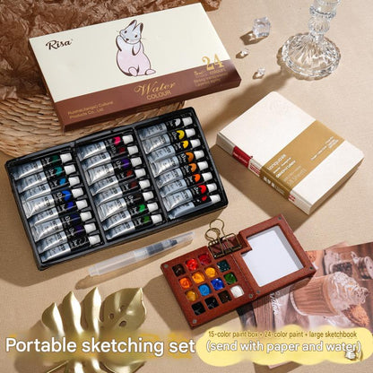 🎨Pocket Watercolor Set Portable Creative Painting Kit For Artists Beginners Travel Sketching Fun✨