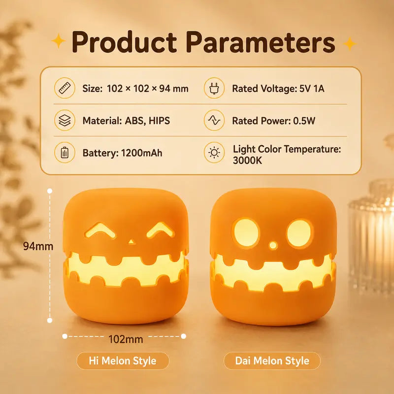 🎃 Halloween Pumpkin Decorative Light – USB-Powered Spooky Table Lamp