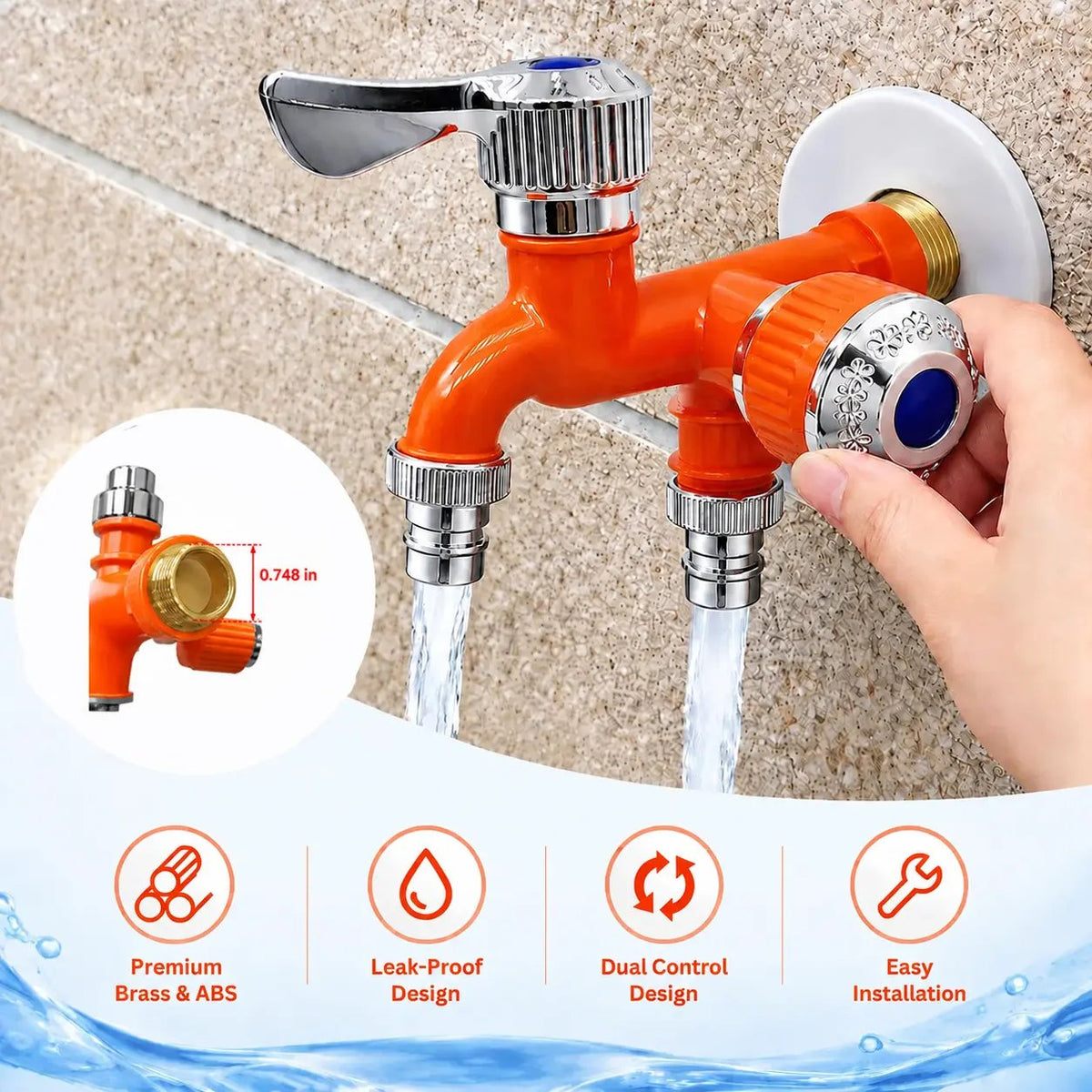 💥 Buy 1 Get 1 Free 💥Dual-Outlet Washing Machine Faucet – Anti-Freeze & Heat-Resistant Plastic