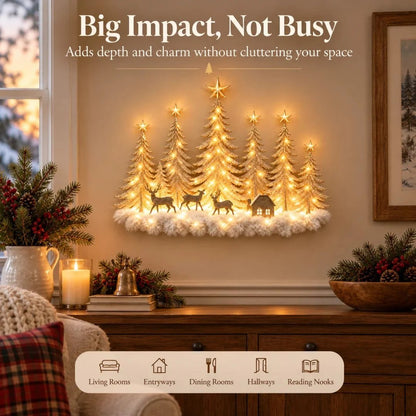 🌲 Step Into an Enchanted Winter Grove: Lighted Christmas Woodland Forest Wall Decor