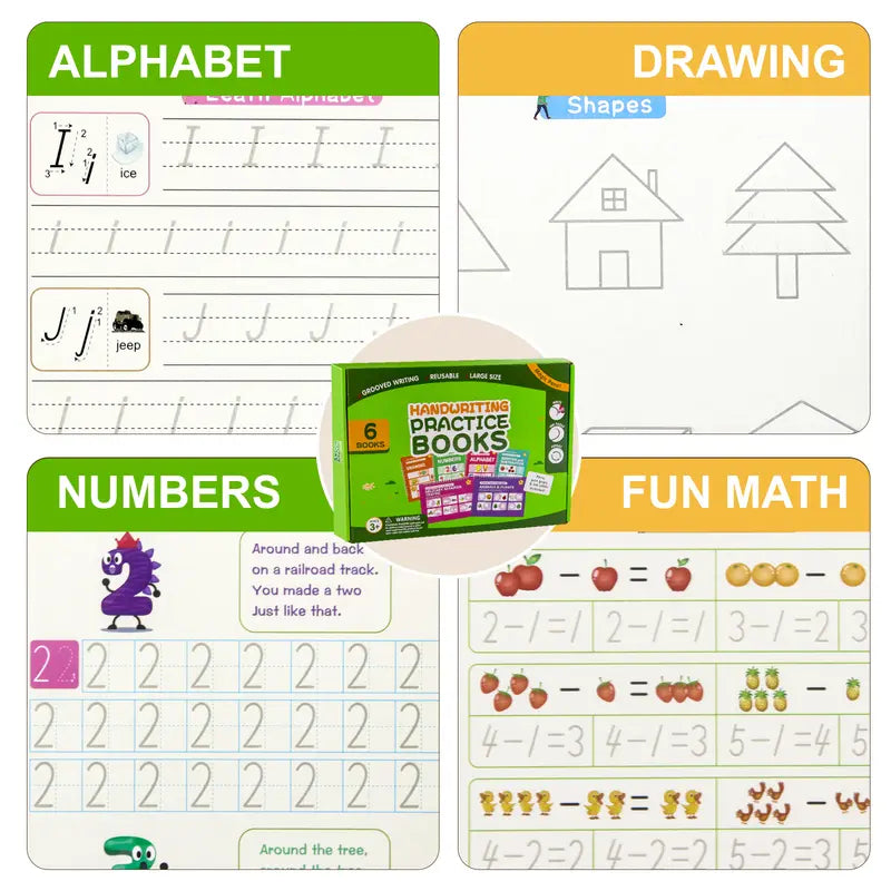 Magical Grooved Handwriting Practice Books for Children Aged 3–10 – Reusable