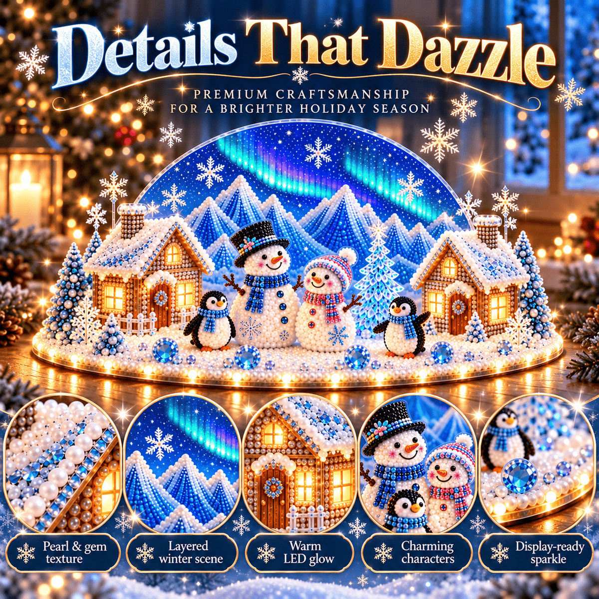 ☃️Winter Wonder DIY Decor Kit, Light-Up 3D Christmas Village Gem Art🏠