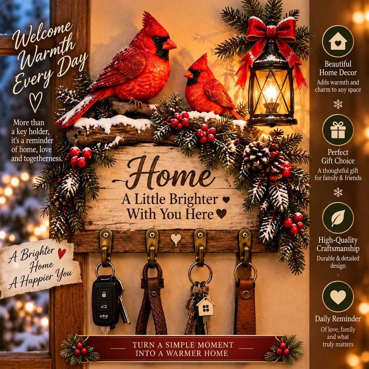 🔥 Holiday Celebration 50% OFF ✨-🔑Lighted Christmas Key Holder for Festive Entryway Decor & Everyday Organization 🎄