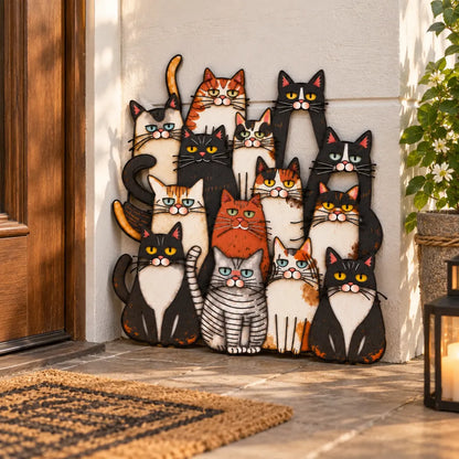 🐱 50% OFF – Funny Cat Family Metal Wall Decor – Rustic Cat Lover Home Art 🏡✨