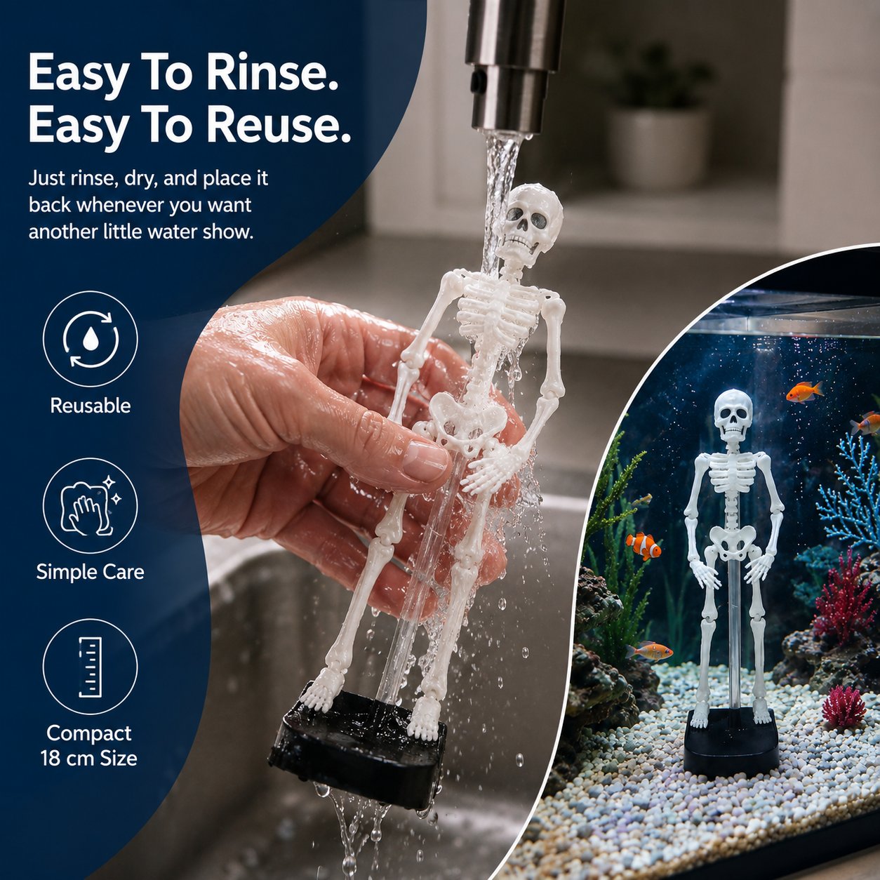 🔥49% Off Last Day -Halloween Early Bird Special🔥White Underwater Dancing Skeleton Bath Toy With Suction Base