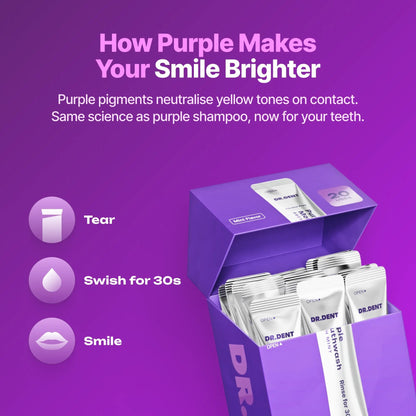 ✨LAST DAY 49% OFF –💜Purple Mouthwash Sachets 😁✨ No peroxide. No sensitivity. Just instant brightness.