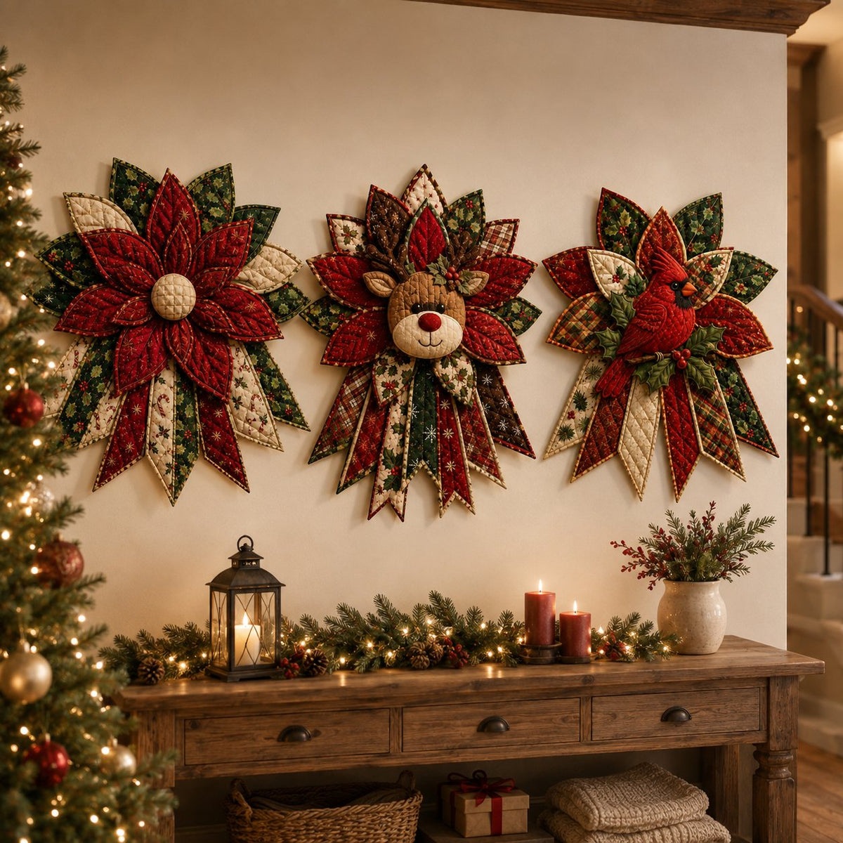 🎉 Last Day 50% OFF 🎄 – Festive Quilted Christmas Door Hanging DIY Sewing Kit