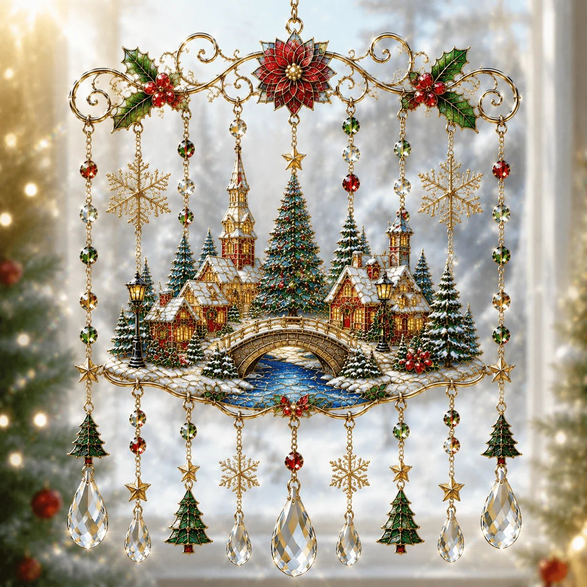 ✨LAST DAY 50% OFF - 🔥Handmade Christmas Stained Glass Window Hanging🔥