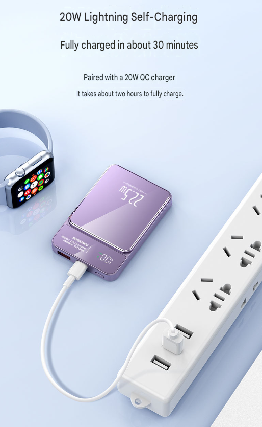 🔋 2026 Model Magnetic Wireless Power Bank: Portable Fast-Charging Power Bank with Display (iPhone Compatible) 📱✨